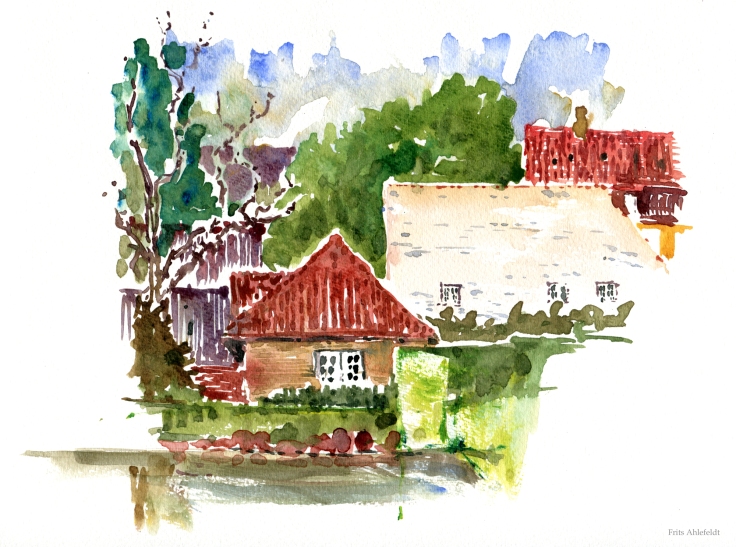 Kings garden house Copenhagen Watercolor by Frits Ahlefeldt